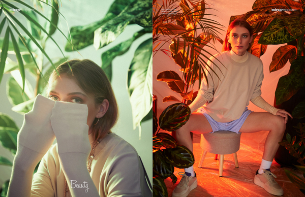 Kreatives Mode Shooting Model im Fotostudio