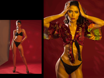 Kreatives Mode Shooting Model im Fotostudio