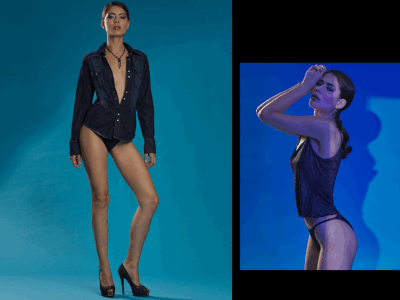 Kreative Modefotografie Frau im Studio Shooting